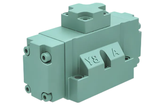 Válvulas direccionales de la serie DHG de Yuken, que utilizan un piloto hidráulico para cambiar la posición del vástago desplazable, ideales para instalaciones donde la válvula piloto y la válvula principal deben estar separadas, operando con una presión piloto mínima de 0.5 Mpa (72.5 psi).