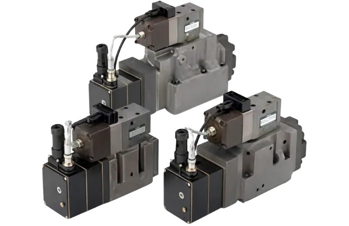 Servoválvulas lineales de alta velocidad Cetop 10 LSVHG-10 con protección contra fallas, ideales para sistemas hidráulicos de alta demanda.