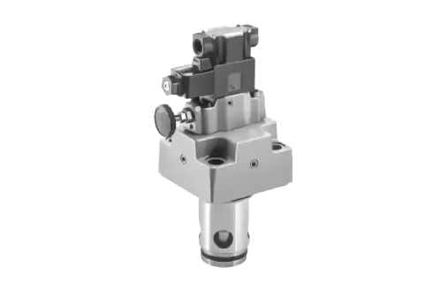 Válvula lógica de la serie LBS de Yuken, que elimina las tuberías de los circuitos de ventilación y se utiliza para operar bombas de descarga, seleccionando líneas piloto con electroválvulas controladas por válvulas direccionales.