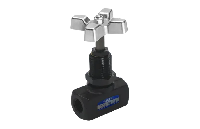 Válvula de aguja GCT/GCTR de Yuken para regulación de caudal en líneas piloto